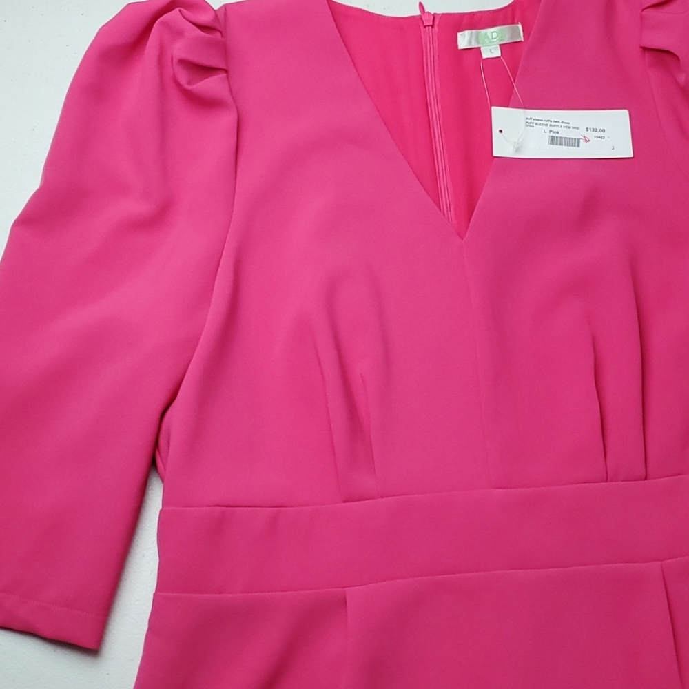 NWT Jade puff sleeve, ruffle hem dress - Picture 4 of 11